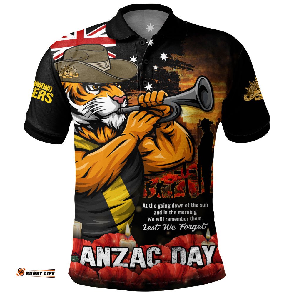Richmond Polo Shirt Anzac Day Dawn Of Courage Eternal Tribute