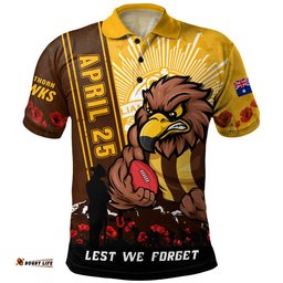 Hawthorn Polo Shirt Anzac Day Lest We Forget Memorial