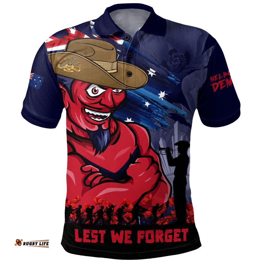 Melbourne Polo Shirt ANZAC Inspired Football Fan Memorial Design