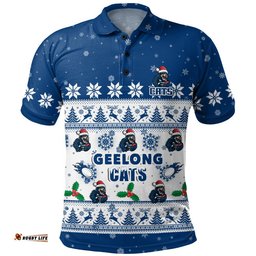 Geelong Cats Polo Shirt Special Ugly Christmas Holiday Footy Fans