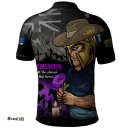 Gold Coast Titans Polo Shirt Anzac Day Purple Poppy And Animals That Served