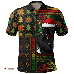 Penrith Panthers Polo Shirt Christmas Magic Knit Style Winter Glow