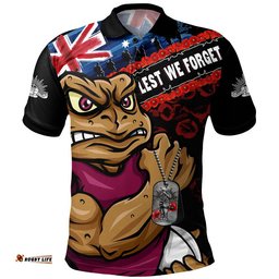 Queensland Maroons Polo Shirt Anzac Remembrance Of The Fallen