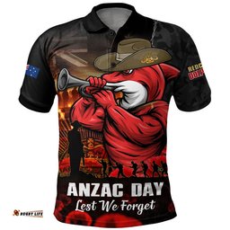 Redcliffe Dolphins Polo Shirt Anzac Day Rising Dawn Ceremony Lest We Forget Courage