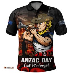 North Queensland Cowboys Polo Shirt Anzac Day Rising Dawn Ceremony Lest We Forget Courage