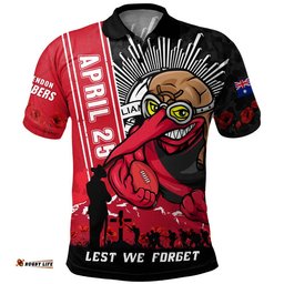 Essendon Polo Shirt Anzac Day Lest We Forget Memorial