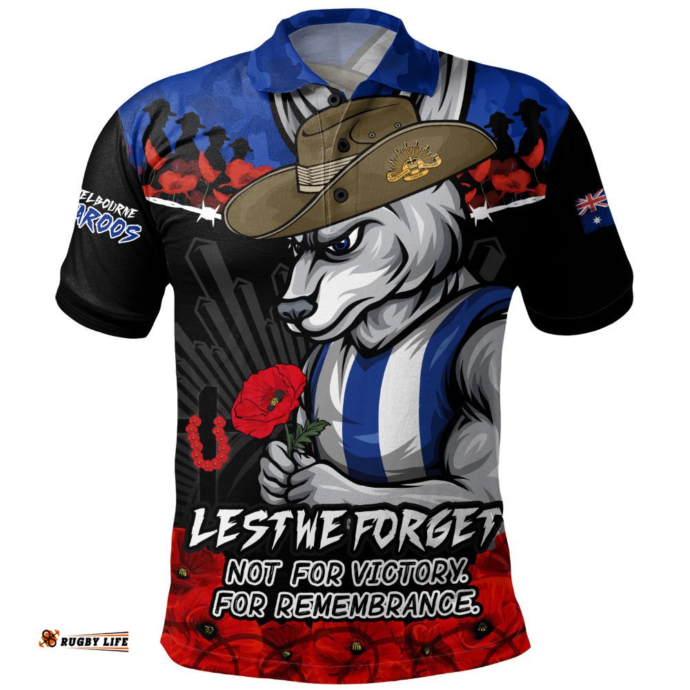 North Melbourne Polo Shirt ANZAC Day Not For Victory For Remembrance