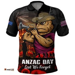 Queensland Maroons Polo Shirt Anzac Day Rising Dawn Ceremony Lest We Forget Courage