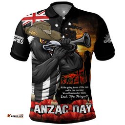 Collingwood Polo Shirt Anzac Day Dawn Of Courage Eternal Tribute