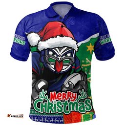 New Zealand Warriors Polo Shirt Santa Scoring Touchdown On Christmas Game Day