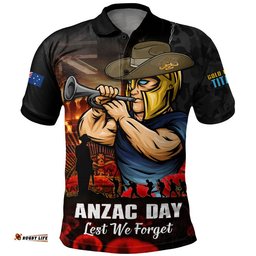 Gold Coast Titans Polo Shirt Anzac Day Rising Dawn Ceremony Lest We Forget Courage