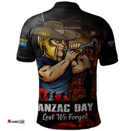 Gold Coast Titans Polo Shirt Anzac Day Rising Dawn Ceremony Lest We Forget Courage