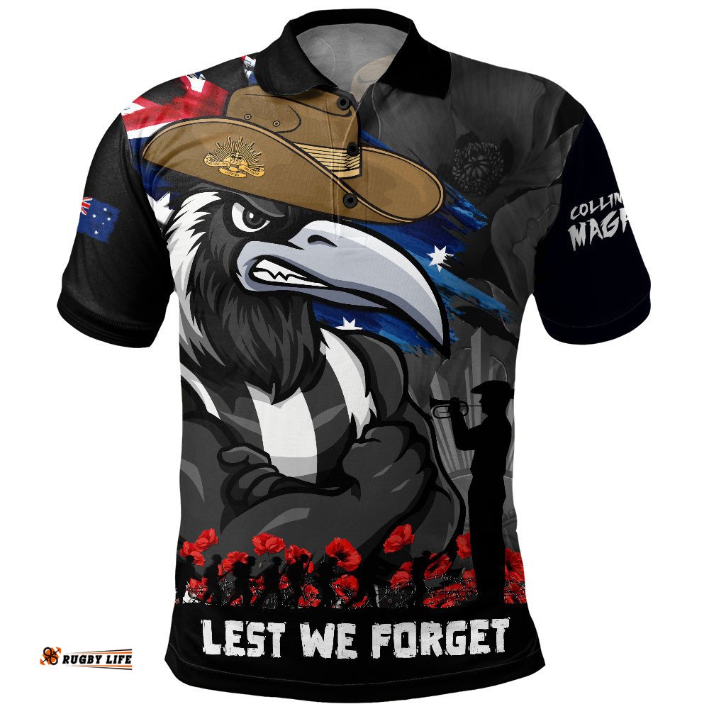 Collingwood Polo Shirt ANZAC Inspired Football Fan Memorial Design