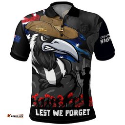 Collingwood Polo Shirt ANZAC Inspired Football Fan Memorial Design