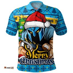 Gold Coast Titans Polo Shirt Merry Christmas Game Day Knit Style Team Edition