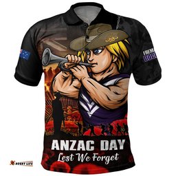 Fremantle Polo Shirt ANZAC Day Lest We Forget Red Poppy And Honor The Brave Tribute