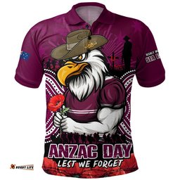 Manly Warringah Sea Eagles Polo Shirt Anzac Day Pride Of Service Eternal Memory