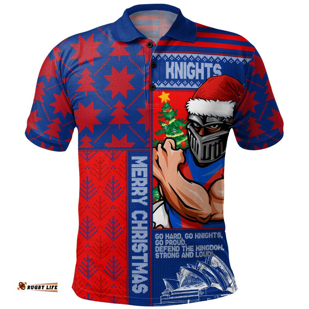 Newcastle Knights Polo Shirt Christmas Magic Knit Style Winter Glow