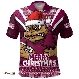 Queensland Maroons Polo Shirt Merry Christmas Festive Spirit Edition