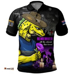 Parramatta Eels Polo Shirt Anzac Day Purple Poppy And Animals That Served