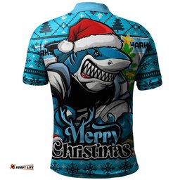 Cronulla-Sutherland Sharks Polo Shirt Merry Christmas Game Day Knit Style Team Edition