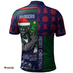 New Zealand Warriors Polo Shirt Christmas Magic Knit Style Winter Glow