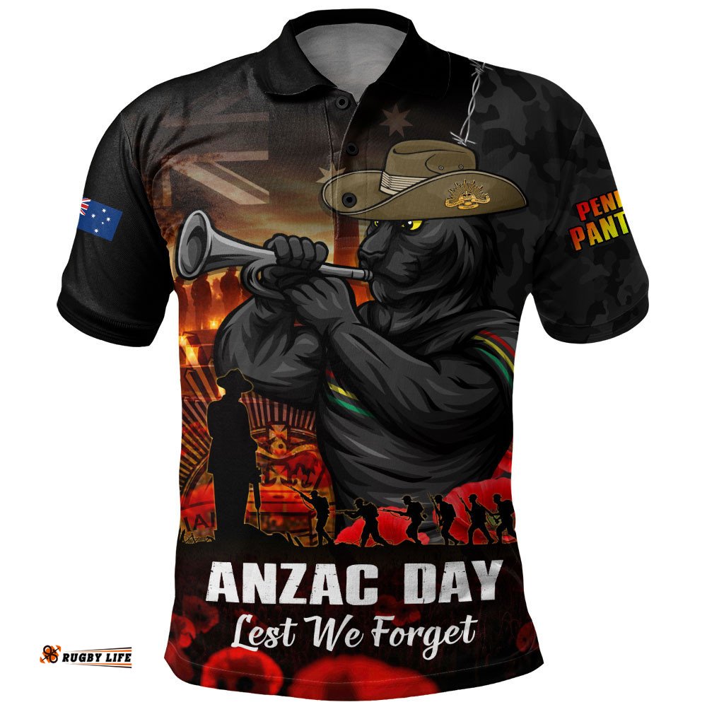 Penrith Panthers Polo Shirt Anzac Day Rising Dawn Ceremony Lest We Forget Courage