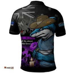 Cronulla-Sutherland Sharks Polo Shirt Anzac Day Purple Poppy And Animals That Served