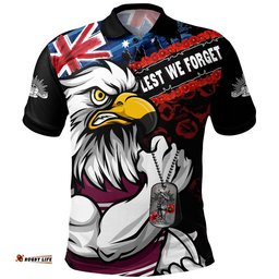 Manly Warringah Sea Eagles Polo Shirt Anzac Remembrance Of The Fallen