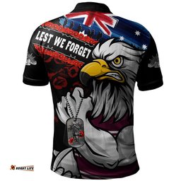 Manly Warringah Sea Eagles Polo Shirt Anzac Remembrance Of The Fallen