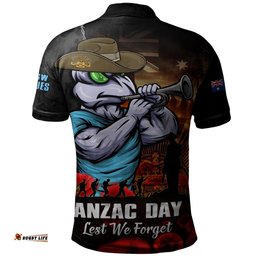 New South Wales Blues Polo Shirt Anzac Day Rising Dawn Ceremony Lest We Forget Courage