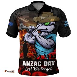New South Wales Blues Polo Shirt Anzac Day Rising Dawn Ceremony Lest We Forget Courage