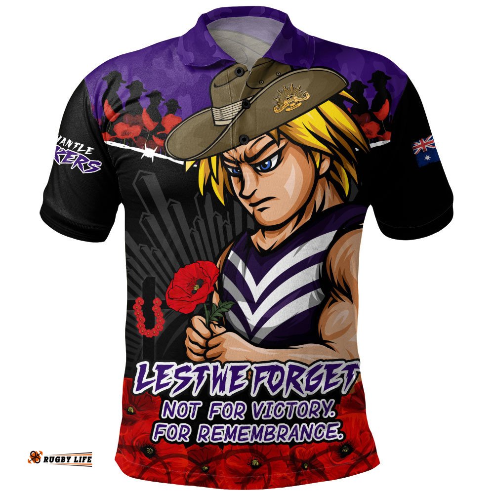 Fremantle Polo Shirt ANZAC Day Not For Victory For Remembrance