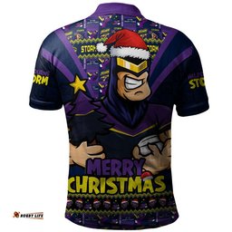 Melbourne Storm Polo Shirt Merry Christmas Festive Spirit Edition