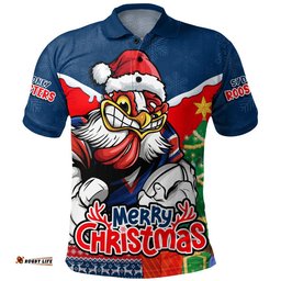 Sydney Roosters Polo Shirt Santa Scoring Touchdown On Christmas Game Day