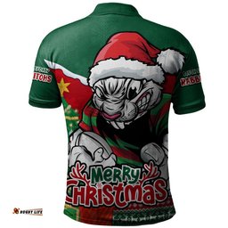 South Sydney Rabbitohs Polo Shirt Santa Scoring Touchdown On Christmas Game Day