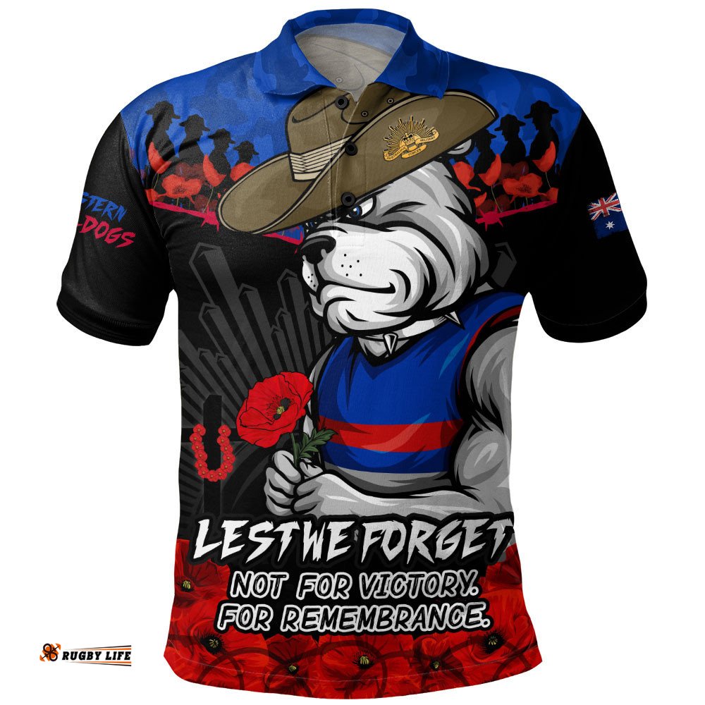 Western Bulldogs Polo Shirt ANZAC Day Not For Victory For Remembrance