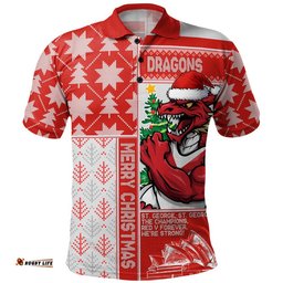 St. George Illawarra Dragons Polo Shirt Christmas Magic Knit Style Winter Glow