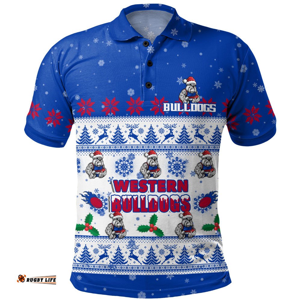 Western Bulldogs Polo Shirt Special Ugly Christmas Holiday Footy Fans