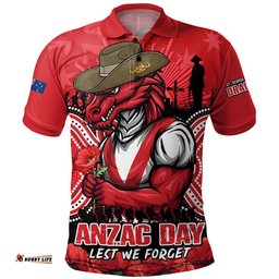 St. George Illawarra Dragons Polo Shirt Anzac Day Pride Of Service Eternal Memory