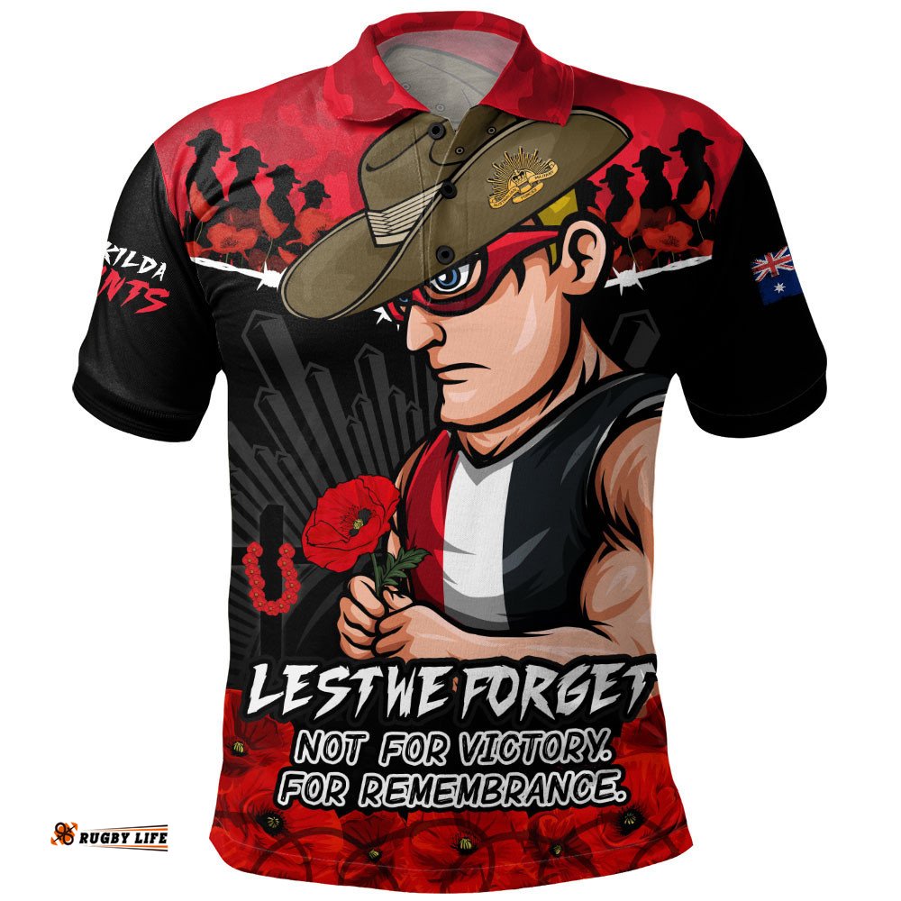 St Kilda Polo Shirt ANZAC Day Not For Victory For Remembrance