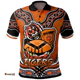 Wests Tigers Polo Shirt - Custom Tiger Aboriginal Inspired Polo Shirt