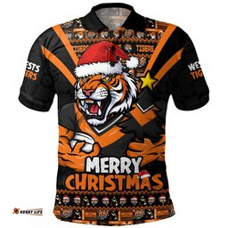 Wests Tigers Polo Shirt Merry Christmas Festive Spirit Edition
