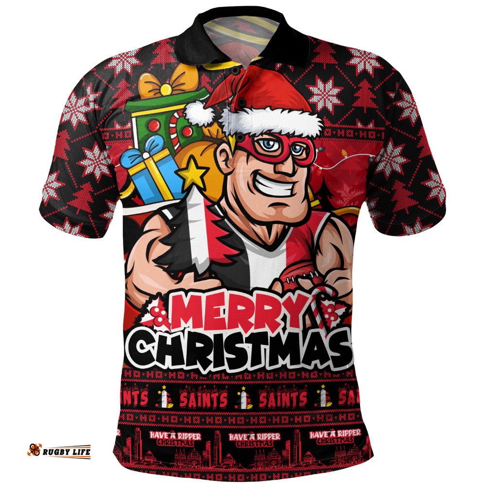 St Kilda Polo Shirt Festive Holiday Merry Christmas Vibe
