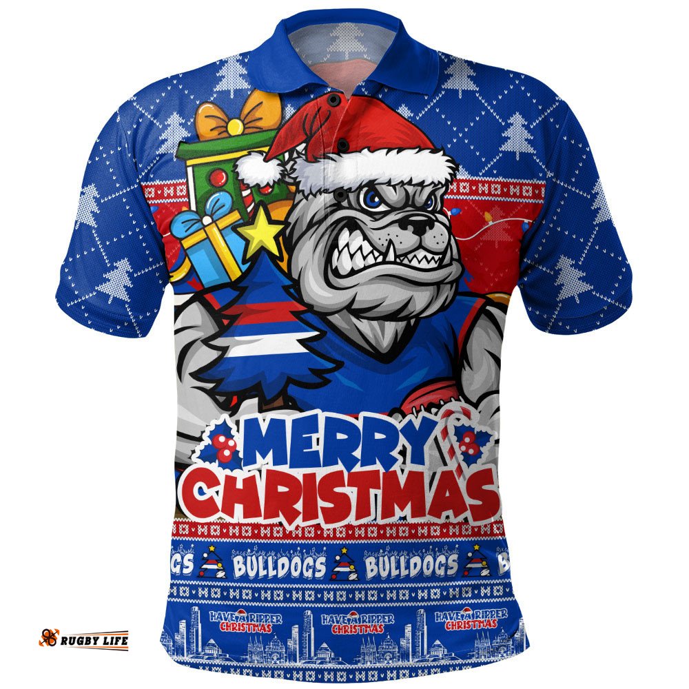 Western Bulldogs Polo Shirt Festive Holiday Merry Christmas Vibe