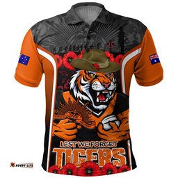 Wests Tigers Polo Shirt Lest We Forget In Honor And Remembrance