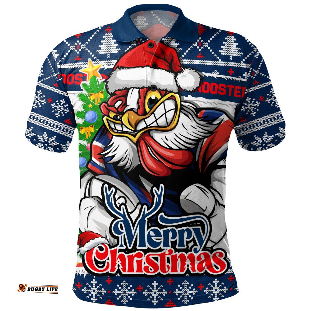 Sydney Roosters Polo Shirt Merry Christmas Game Day Knit Style Team Edition