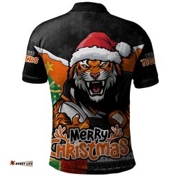 Wests Tigers Polo Shirt Santa Scoring Touchdown On Christmas Game Day