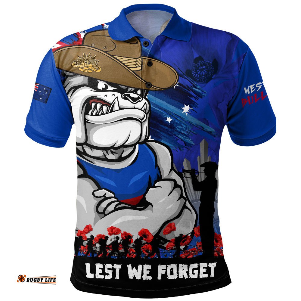 Western Bulldogs Polo Shirt ANZAC Inspired Football Fan Memorial Design