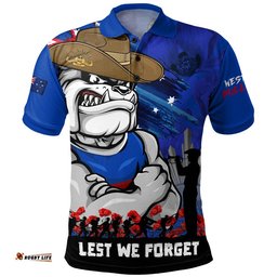 Western Bulldogs Polo Shirt ANZAC Inspired Football Fan Memorial Design